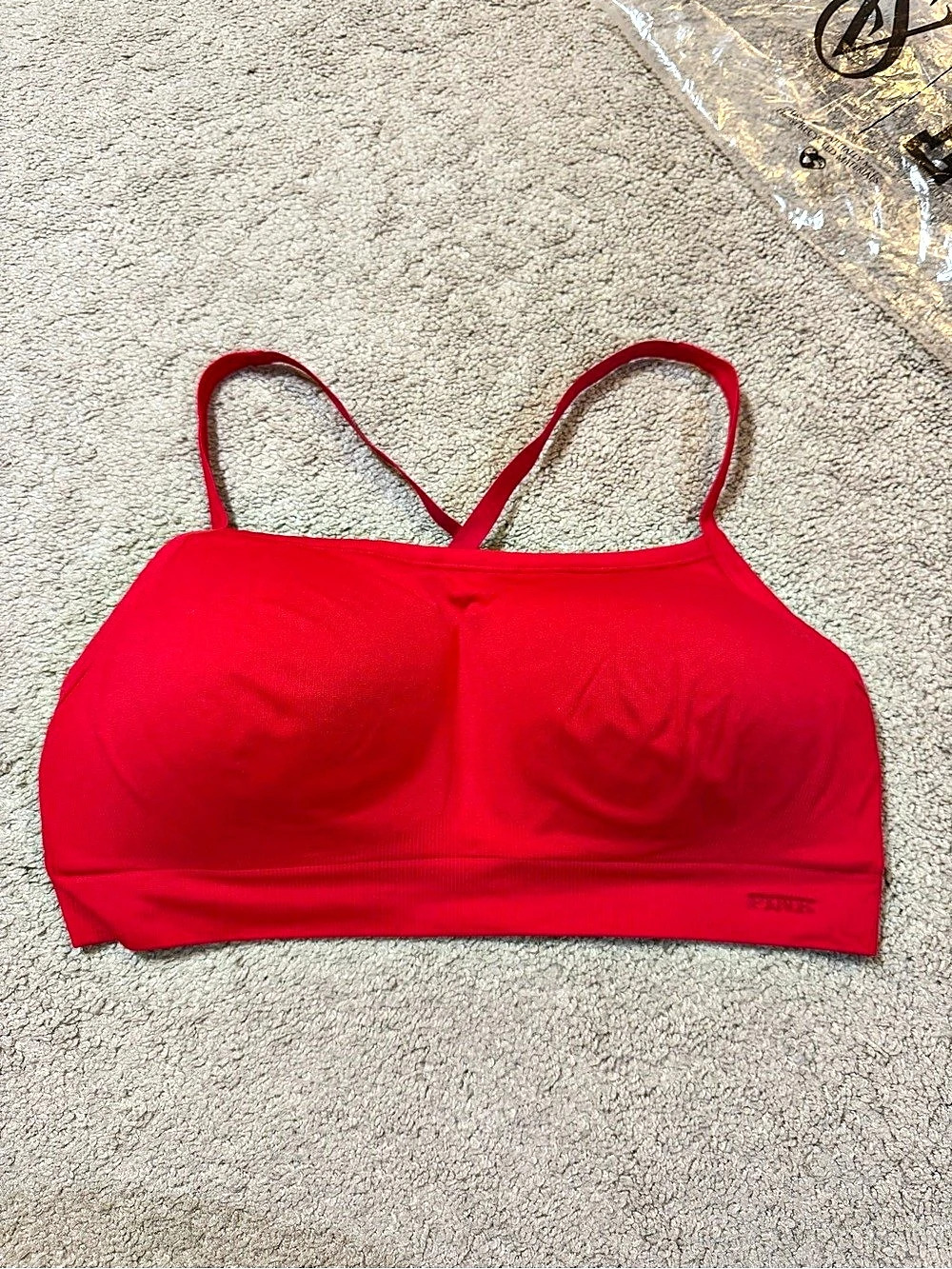 Victoria's Secret PINK Red Seamless Sports Bra Size XL NWT